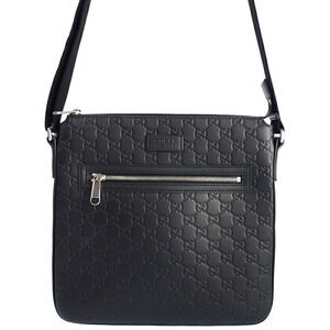 GUCCI Signature Guccissima Leather Messenger Crossbody Bag Black